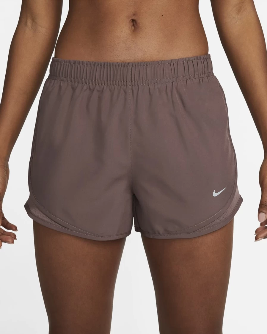 Nike Women's Tempo Brief-Lined Running Shorts in Plum Eclipse & Wolf Grey