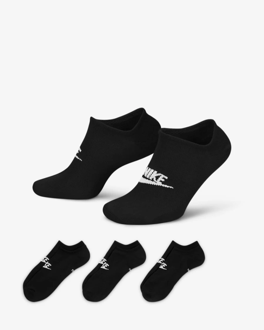Nike Sportswear Everyday Essential No-Show Socks (3 Pairs) - Black/White for Men & Women