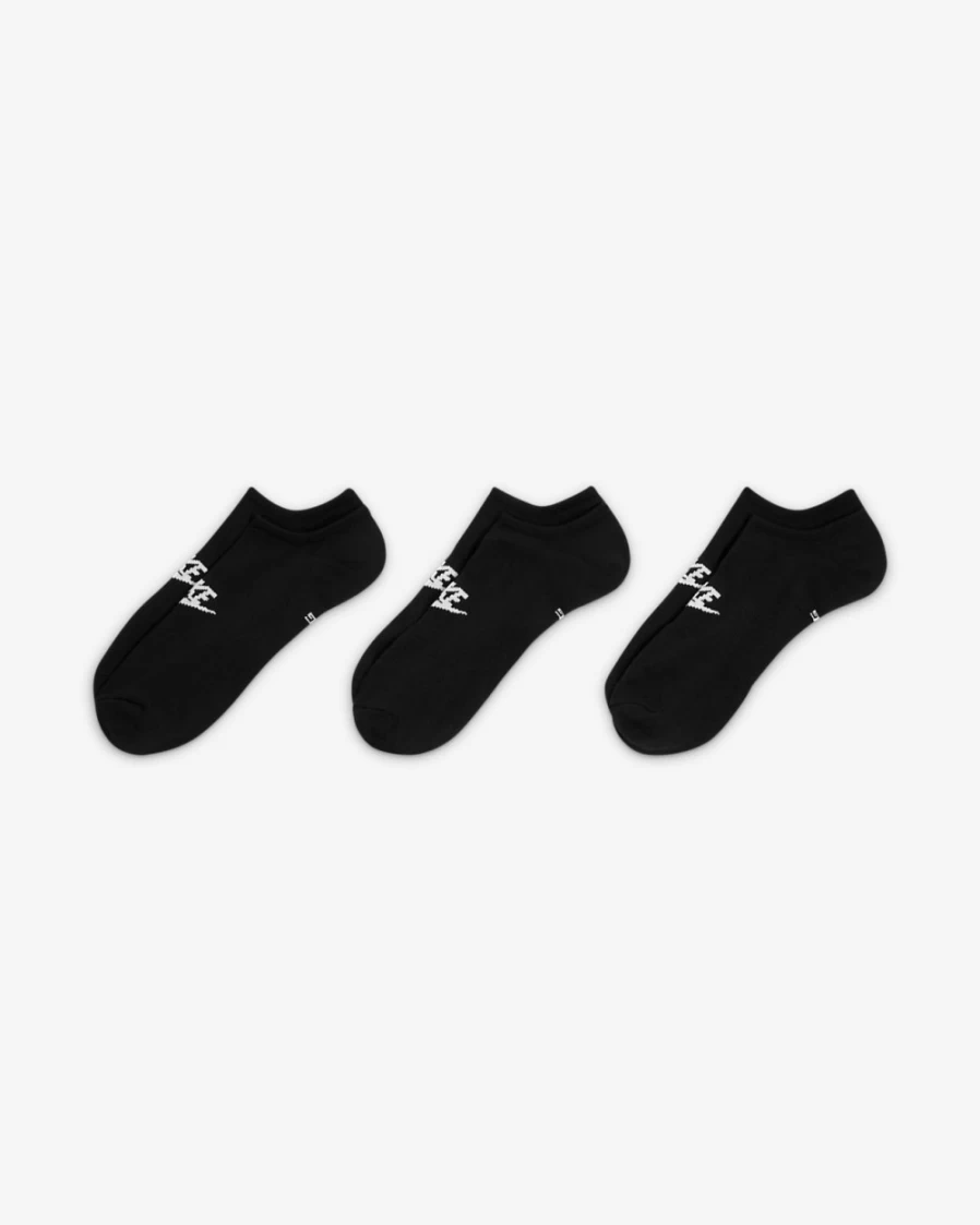 Nike Sportswear Everyday Essential No-Show Socks (3 Pairs) - Black/White for Men & Women