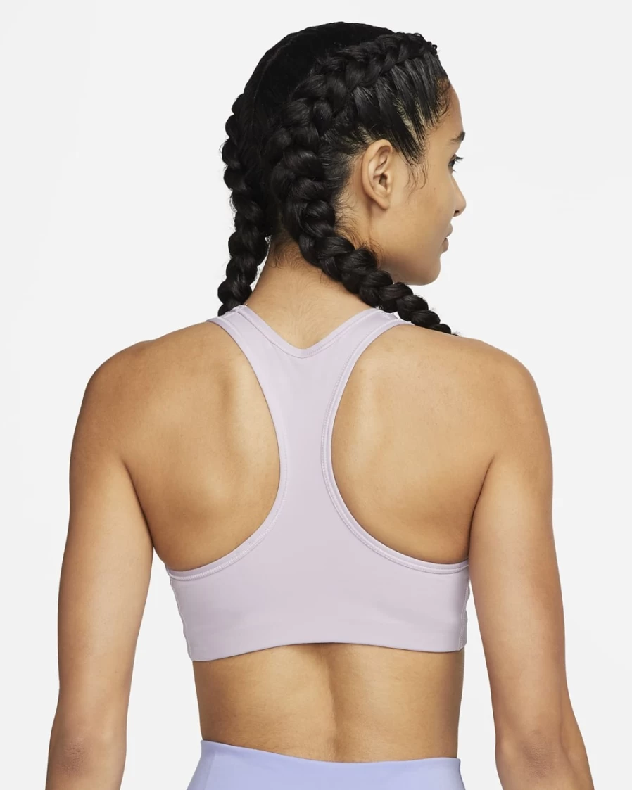 Nike Swoosh Women's Medium-Support Non-Padded Sports Bra in Doll/White