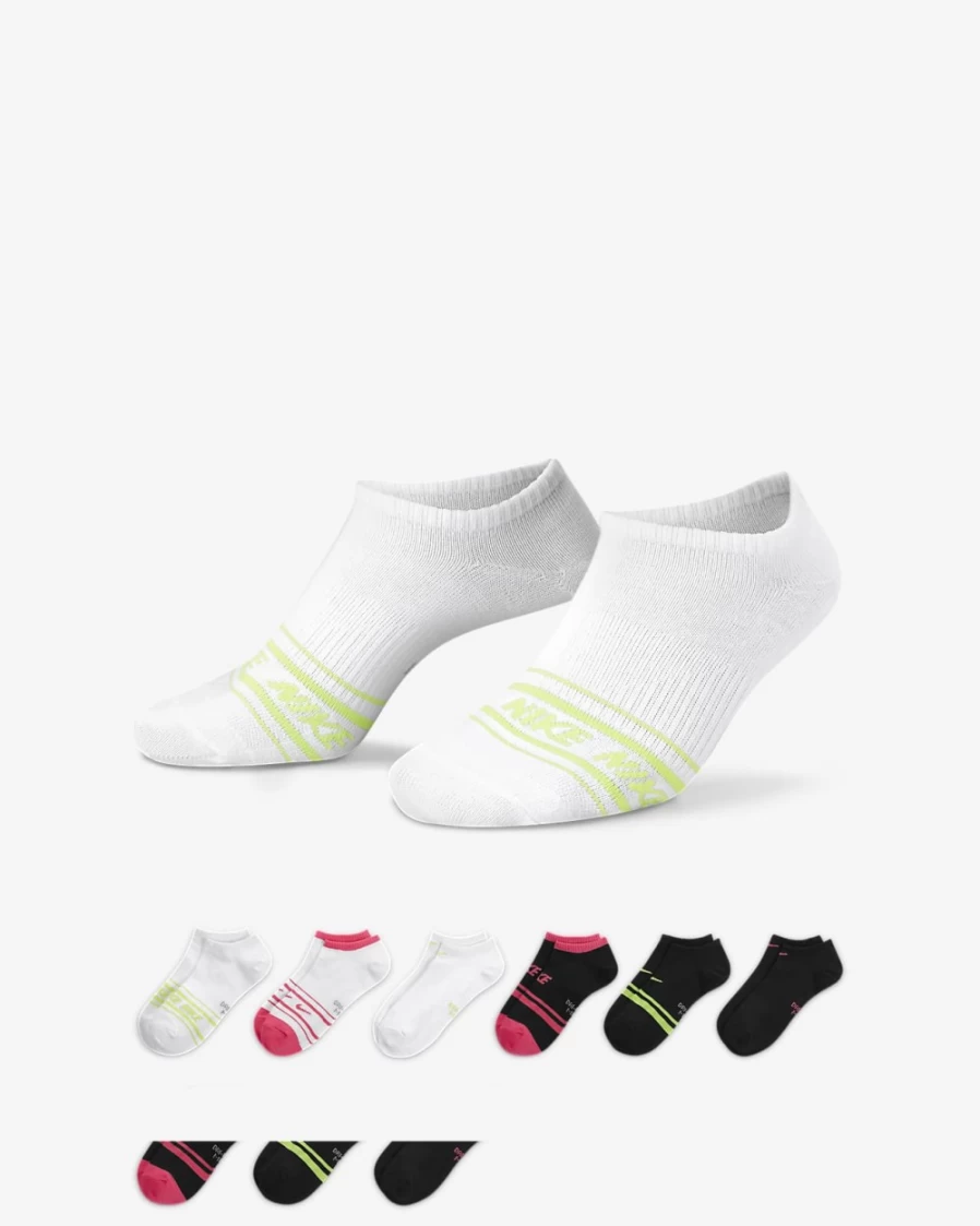 Nike Women's Multi-Color No-Show Training Socks 6-Pack - Lightweight & Breathable for Everyday Workouts