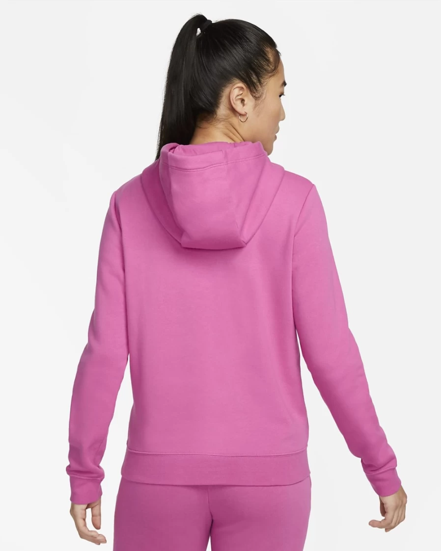 Nike Women's Active Fuchsia/White Club Fleece Pullover Hoodie - Sportswear Comfort & Style