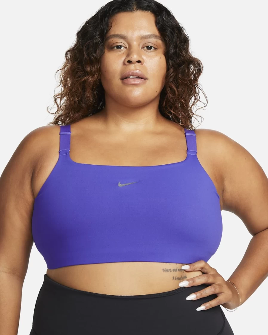 Nike Women's Light-Support Yoga Alate Versa Sports Bra - Lightly Lined Plus Size in Lapis/Iron Grey