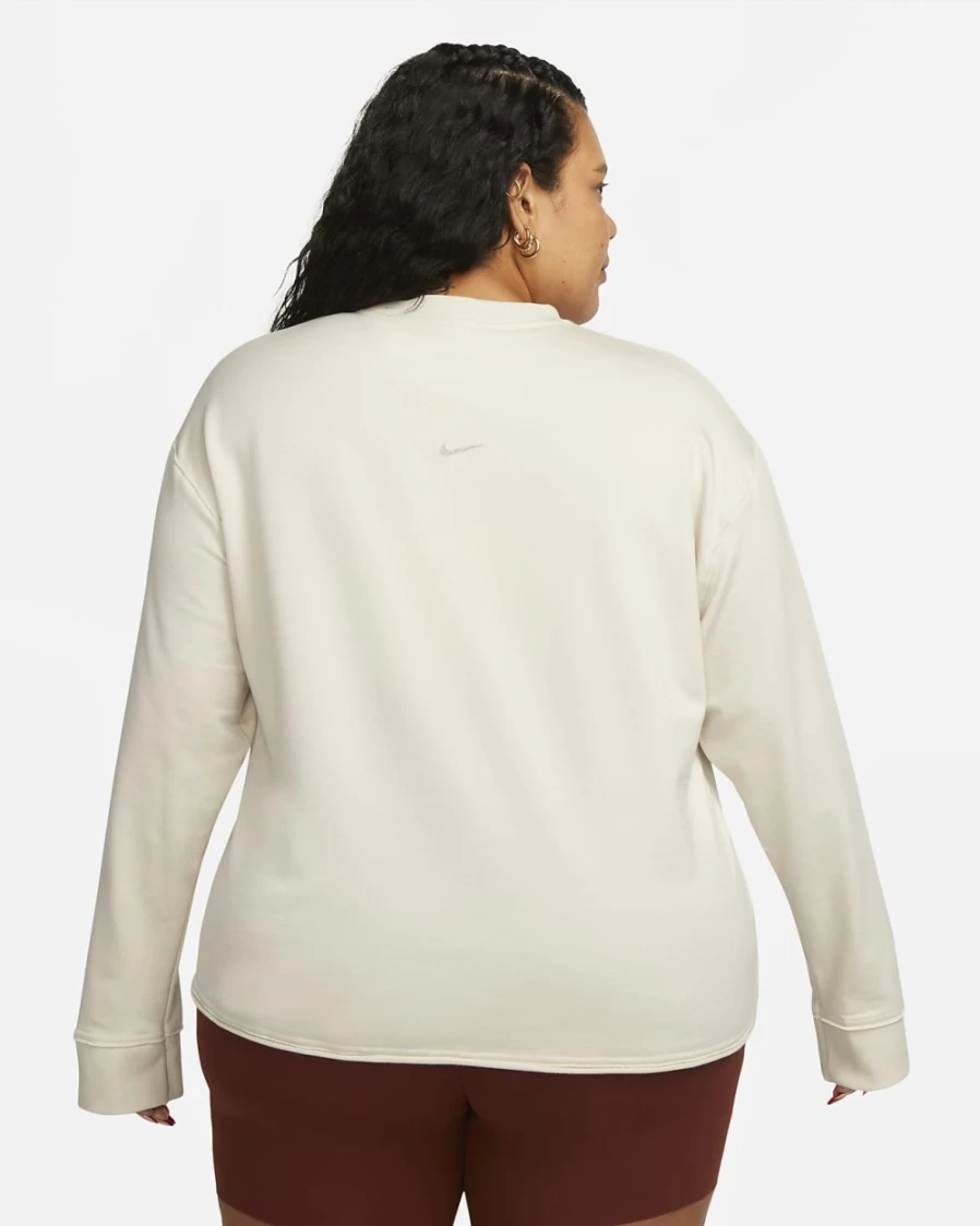 Nike Women's Plus Size Yoga Luxe Fleece Crew Top - Light Orewood Brown & Grey Fog