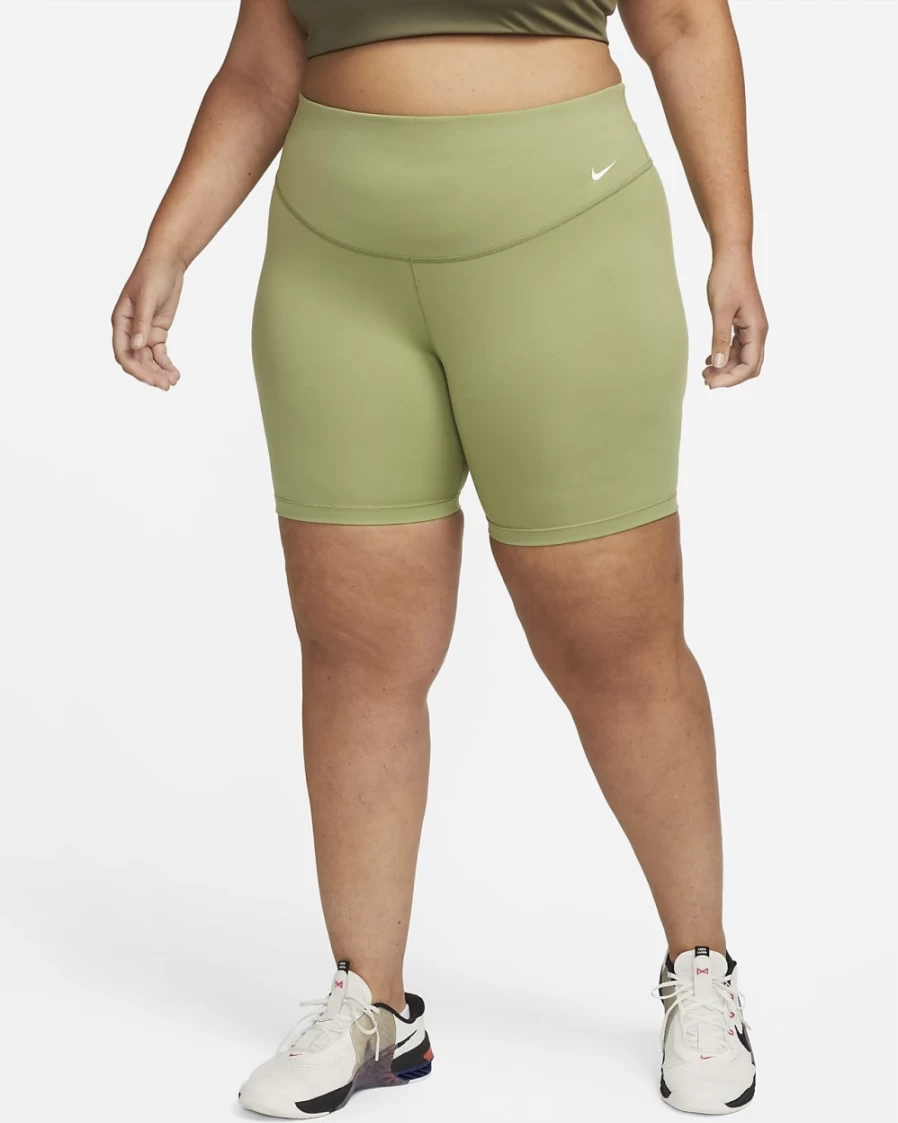 Nike One Women's Mid-Rise 7" Bike Shorts in Alligator/White - Plus Size Activewear
