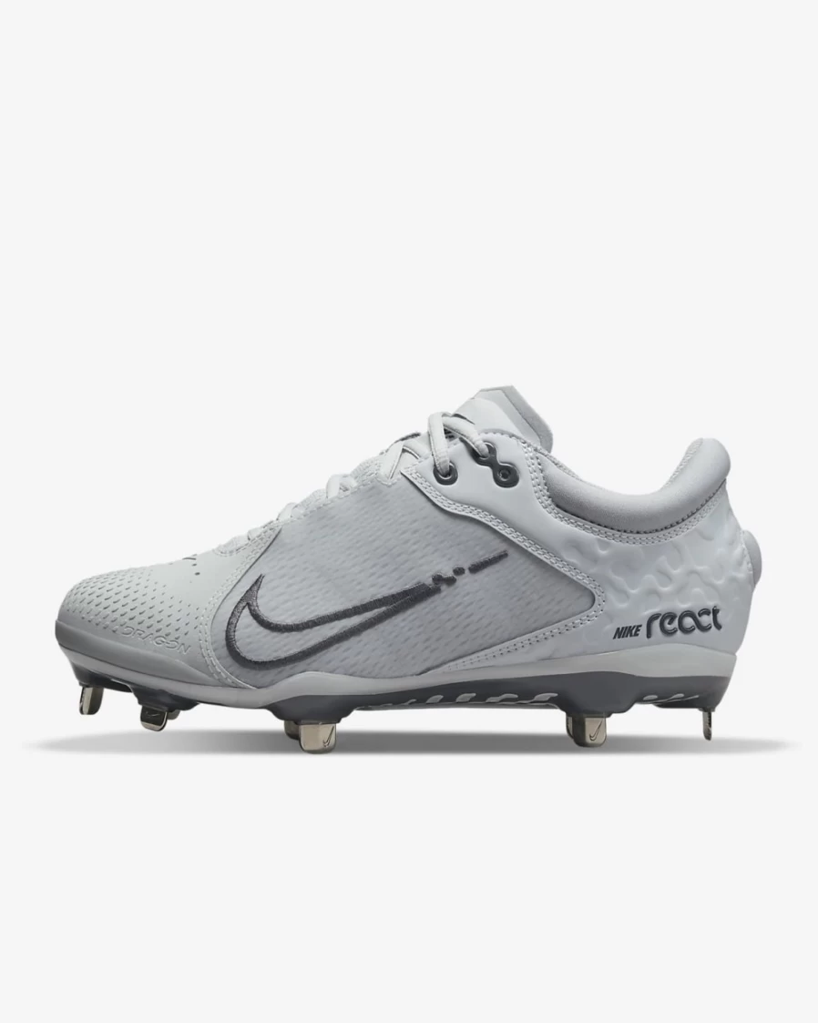 Nike Hyperdiamond 4 Elite Softball Cleats for Women - Pure Platinum/Wolf Grey/Barely Volt/Dark Grey