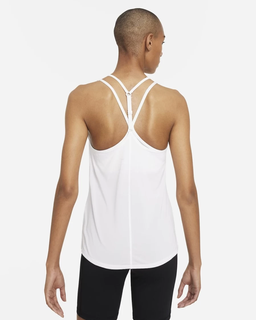 Nike Dri-FIT One Elastika Women's Workout Tank Top - White/Black - Moisture-Wicking Fitness Apparel