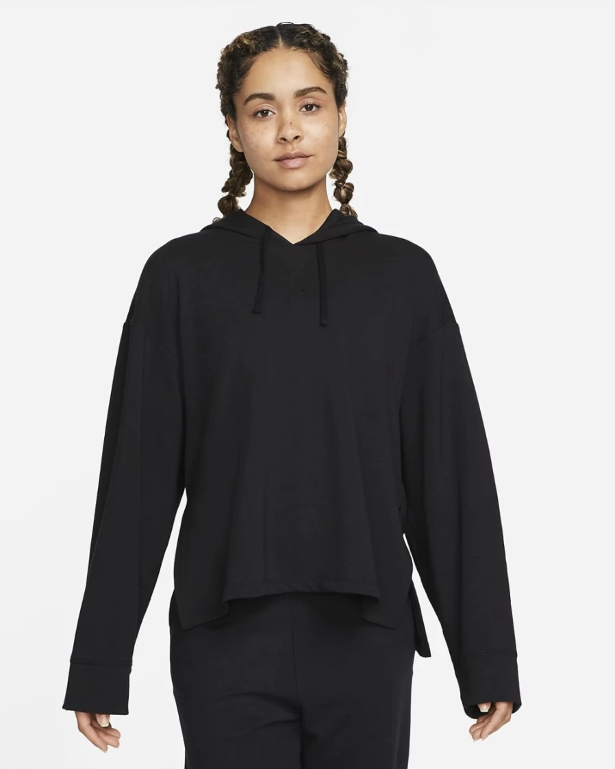 Nike Dri-FIT Women's Fleece Hoodie - Black/Iron Grey Yoga Pullover for Women