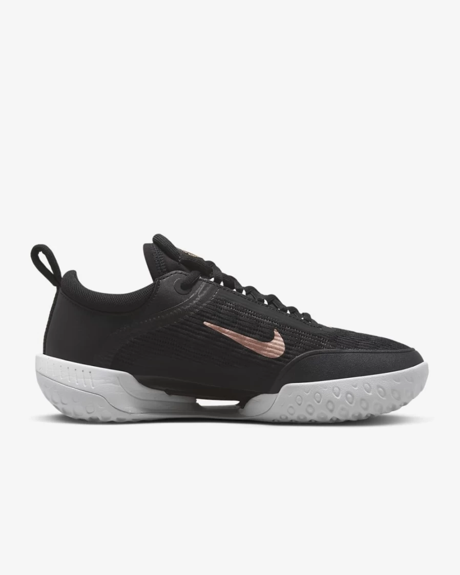 Nike Women's Court Air Zoom NXT Tennis Shoes - Black/White/Metallic Red Bronze for Hard Court Performance