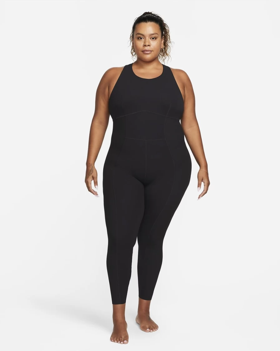 Nike Women's Plus Size Black Dri-FIT Luxe 7/8 Yoga Jumpsuit - Moisture Wicking & Stretchy Workout Outfit