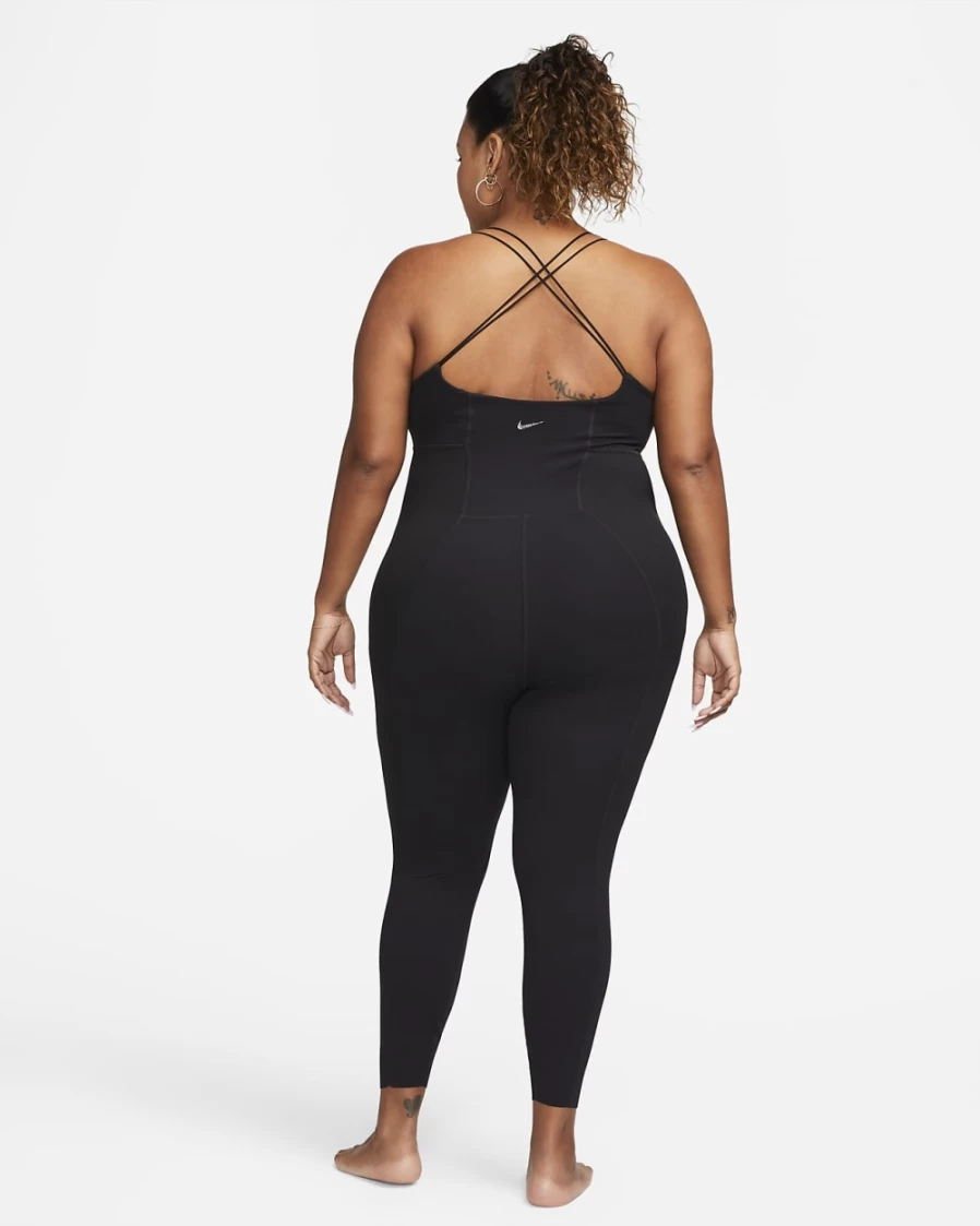 Nike Women's Plus Size Black Dri-FIT Luxe 7/8 Yoga Jumpsuit - Moisture Wicking & Stretchy Workout Outfit