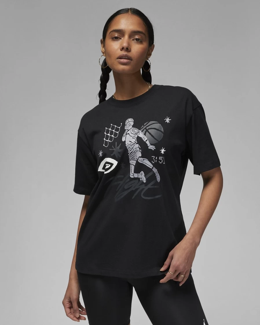 Nike Women's Black Boxy T-Shirt - Jordan Brand Casual Tee
