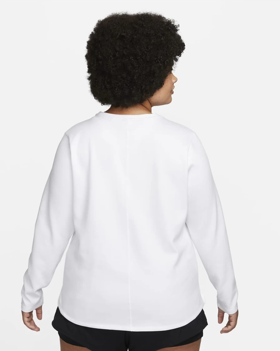 Nike Women's Therma-FIT One Long-Sleeve Top - White/Black - Plus Size Standard Fit
