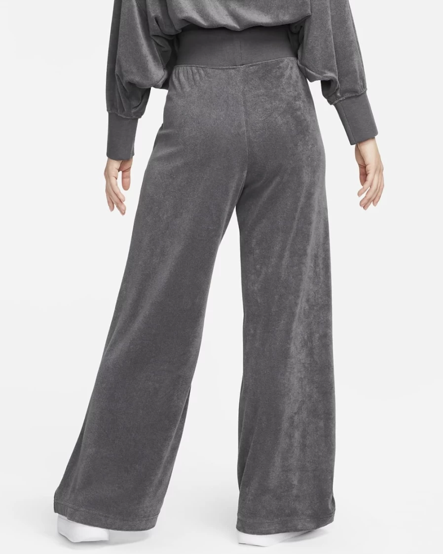 Nike Women's High-Waisted Wide-Leg Terry Sweatpants in Anthracite/Black - Comfortable Athletic Lounge Pants