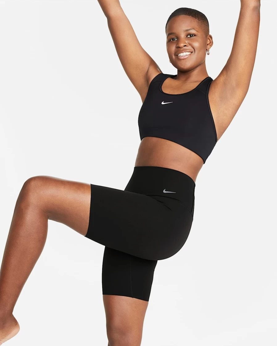 Nike Zenvy Women's High-Waisted 8" Biker Shorts - Black/Black - Gentle Support Workout Shorts for Women
