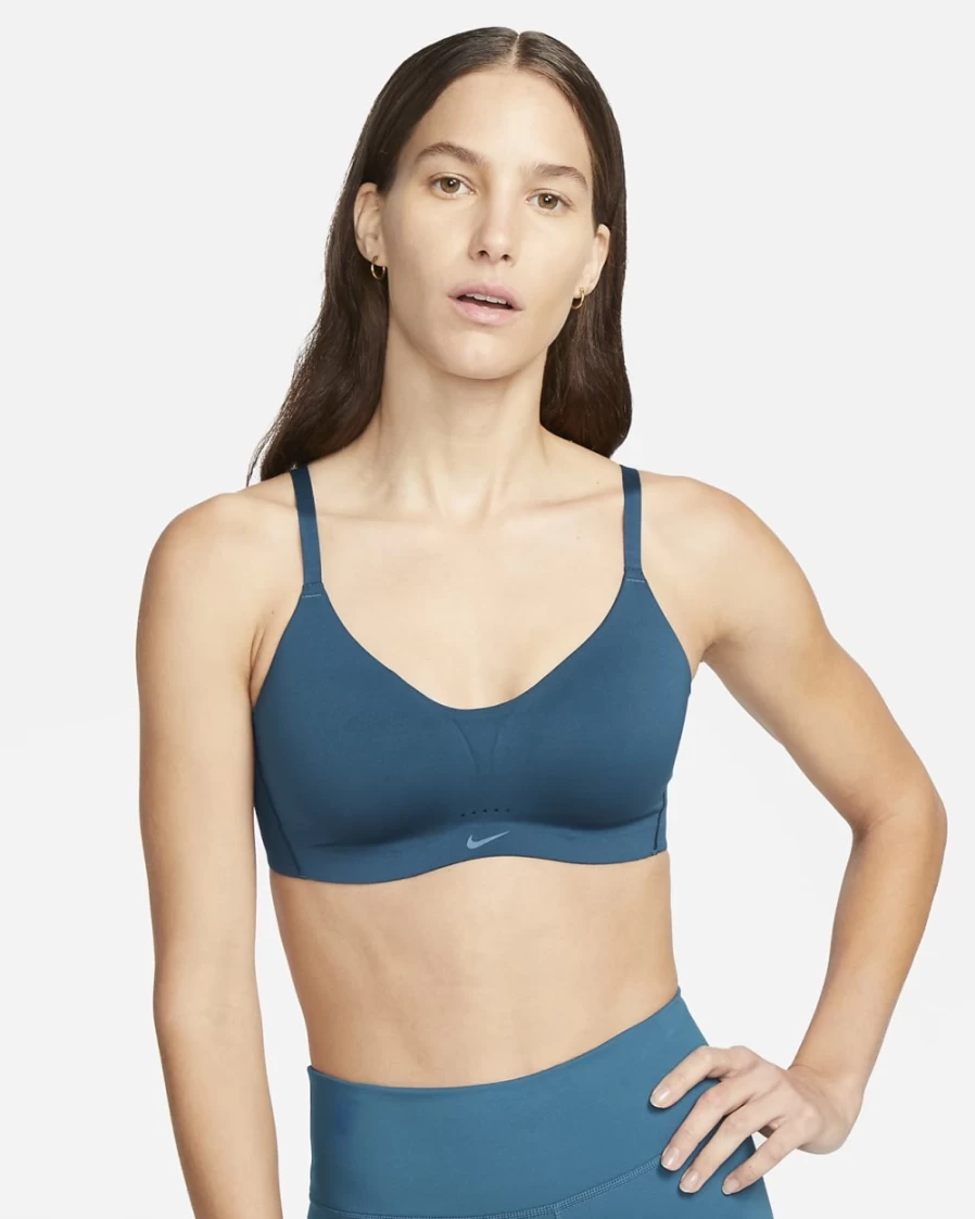 Nike Alate Minimalist Women's Light-Support Padded Sports Bra - Valerian Blue/Blackened Blue - Breathable Workout Top for Running & Yoga