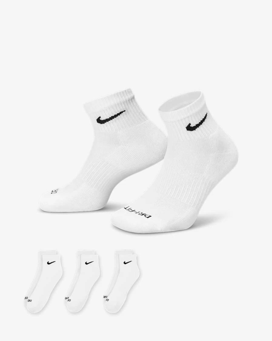 Nike Everyday Plus Cushioned Training Socks 3-Pack - White/Black for Men & Women