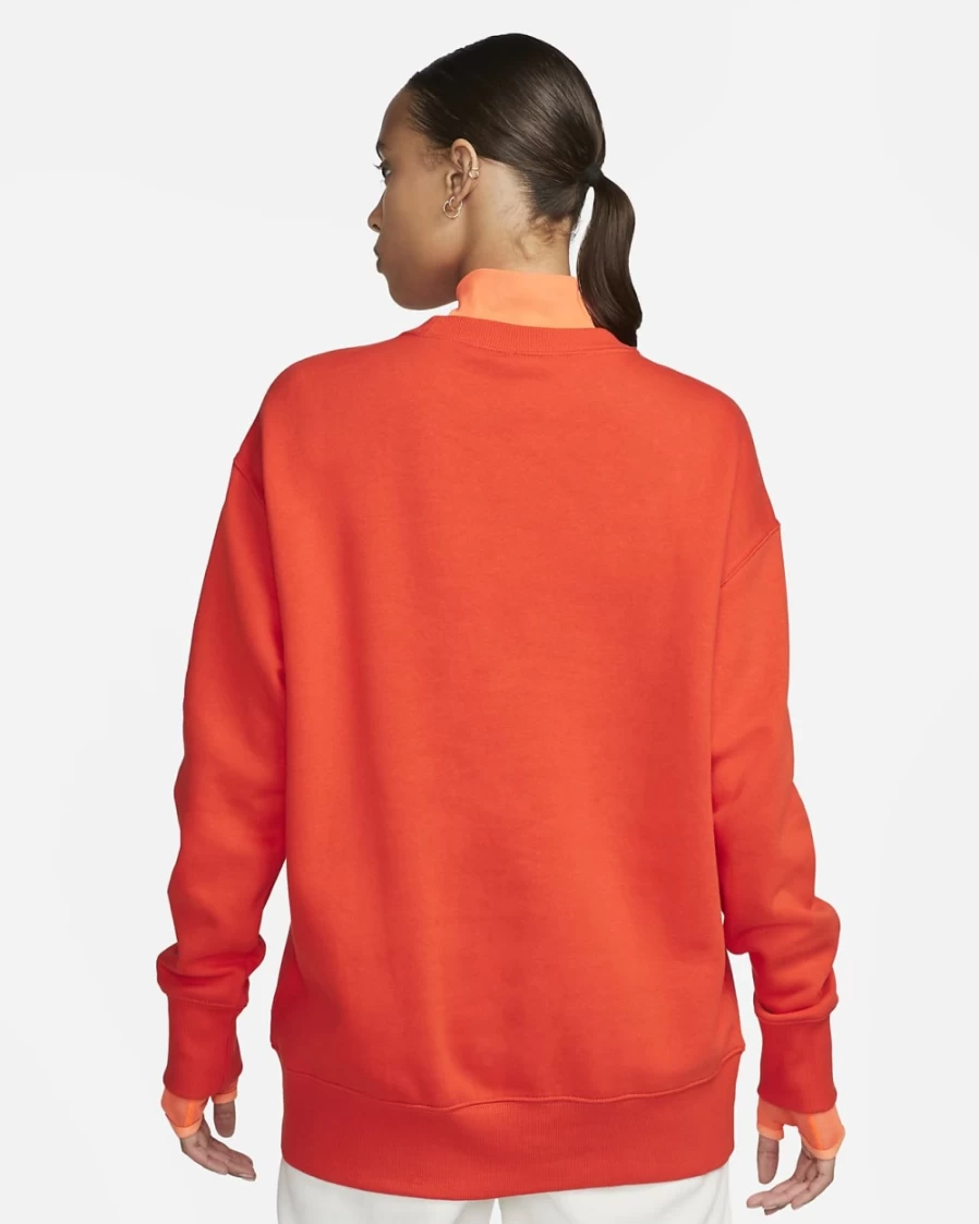 Nike Women's Picante Red/Sail Oversized Phoenix Fleece Crewneck Sweatshirt - Sportswear Comfort & Style