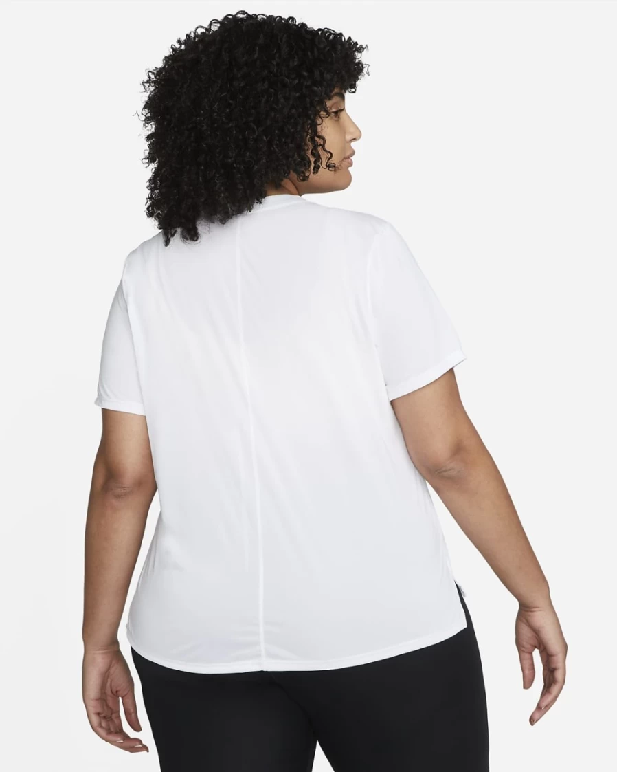 Nike Dri-FIT One Women's Plus Size Short-Sleeve T-Shirt - White/Black - Moisture-Wicking Athletic Top