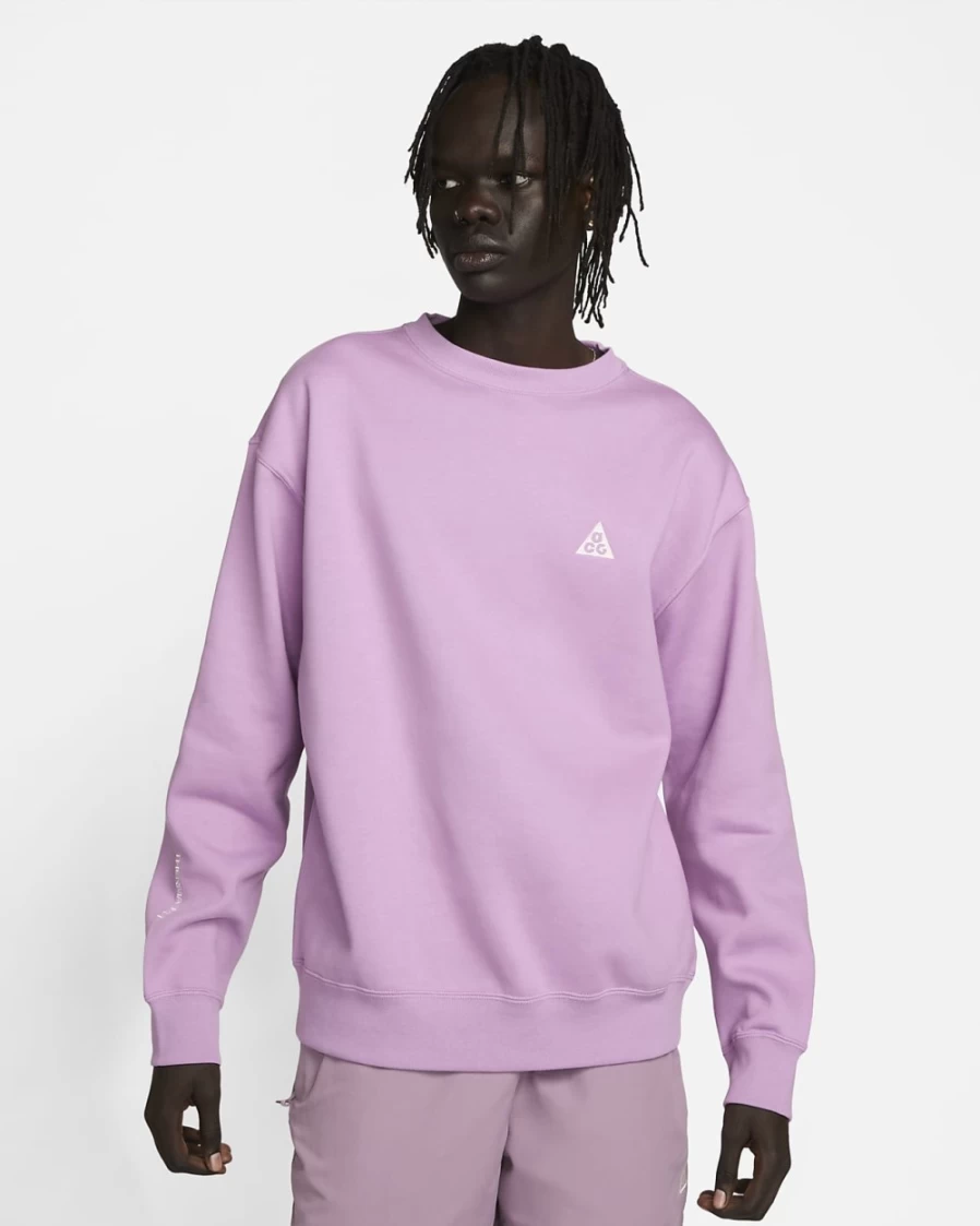 Nike ACG Therma-FIT Fleece Crew for Men & Women - Rush Fuchsia/Summit White Fleece Pullover