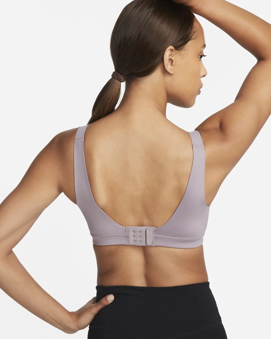 Nike Alpha Women's High-Support Sports Bra - Adjustable Padded Design in Purple Smoke & Black