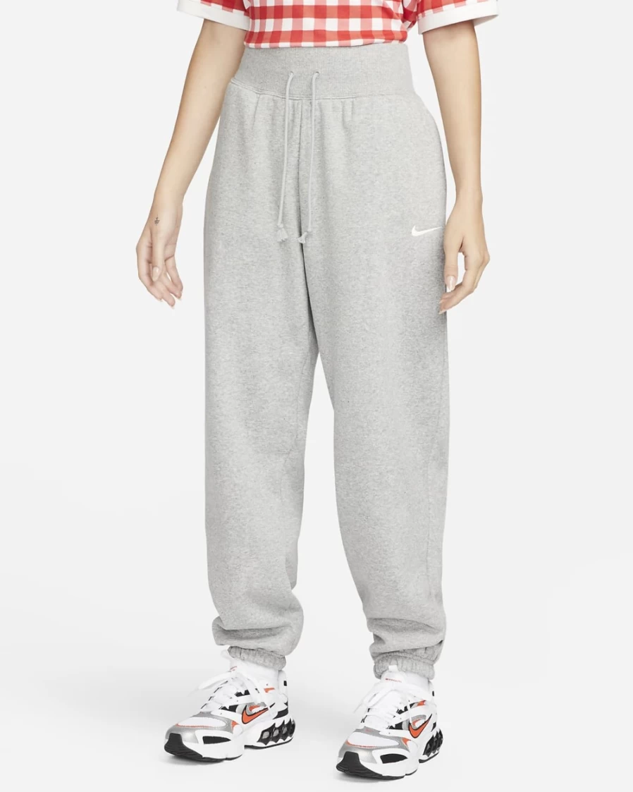 Nike Women's Dark Grey Heather High-Waisted Oversized Fleece Sweatpants | Sportswear Phoenix Fleece