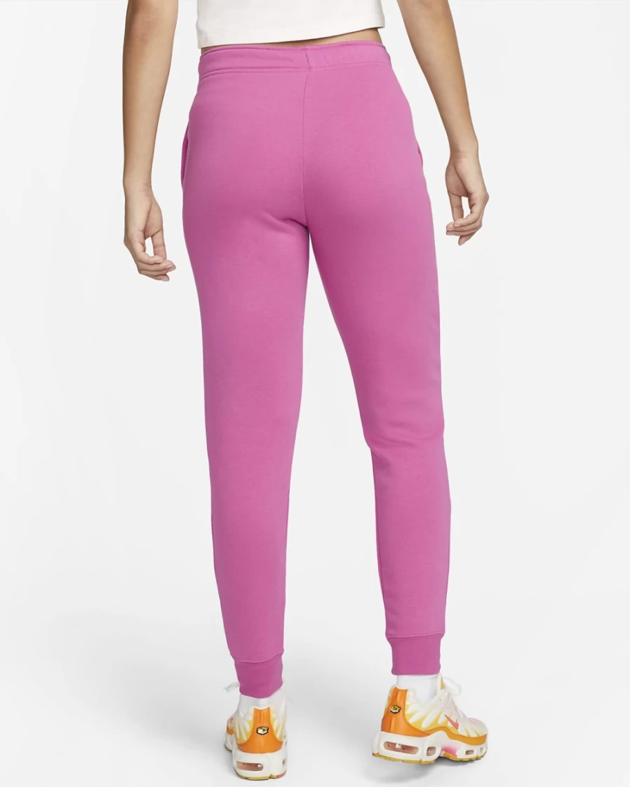 Nike Women's Active Fuchsia/White Club Fleece Mid-Rise Joggers - Sportswear Comfort Pants