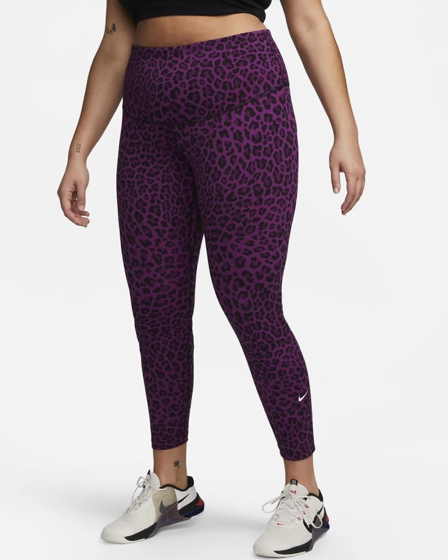 Nike Women's Viotech/White High-Waisted Printed Plus Size Leggings