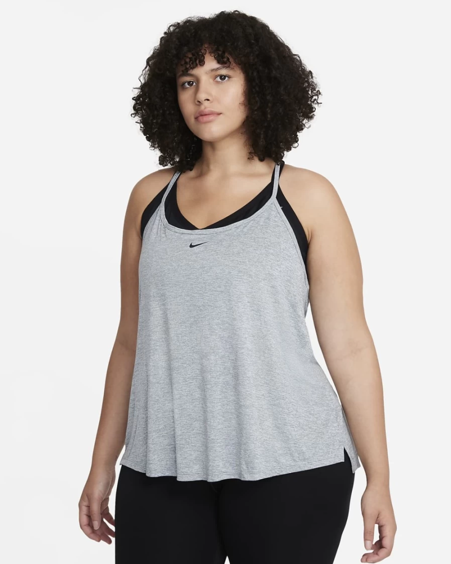 Nike Dri-FIT One Elastika Women's Plus Size Tank Top - Particle Grey/Heather/Black