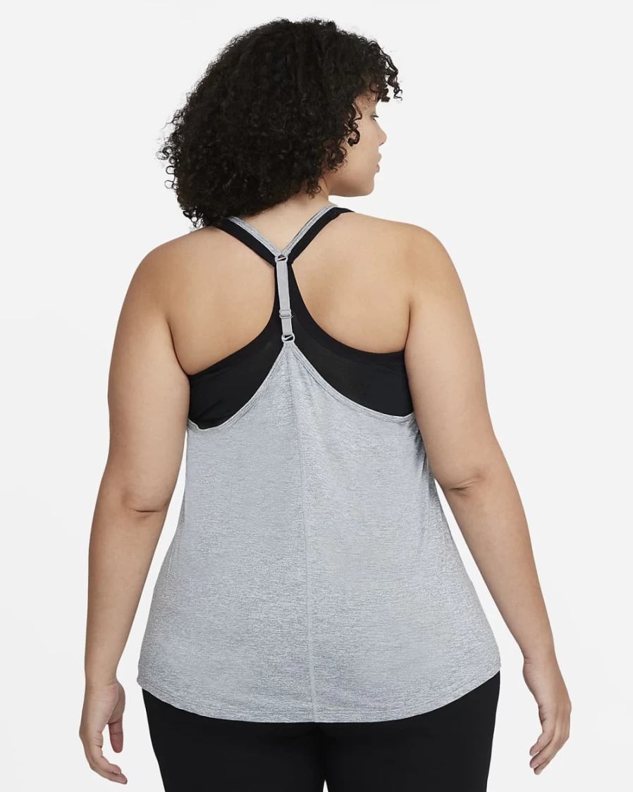 Nike Dri-FIT One Elastika Women's Plus Size Tank Top - Particle Grey/Heather/Black