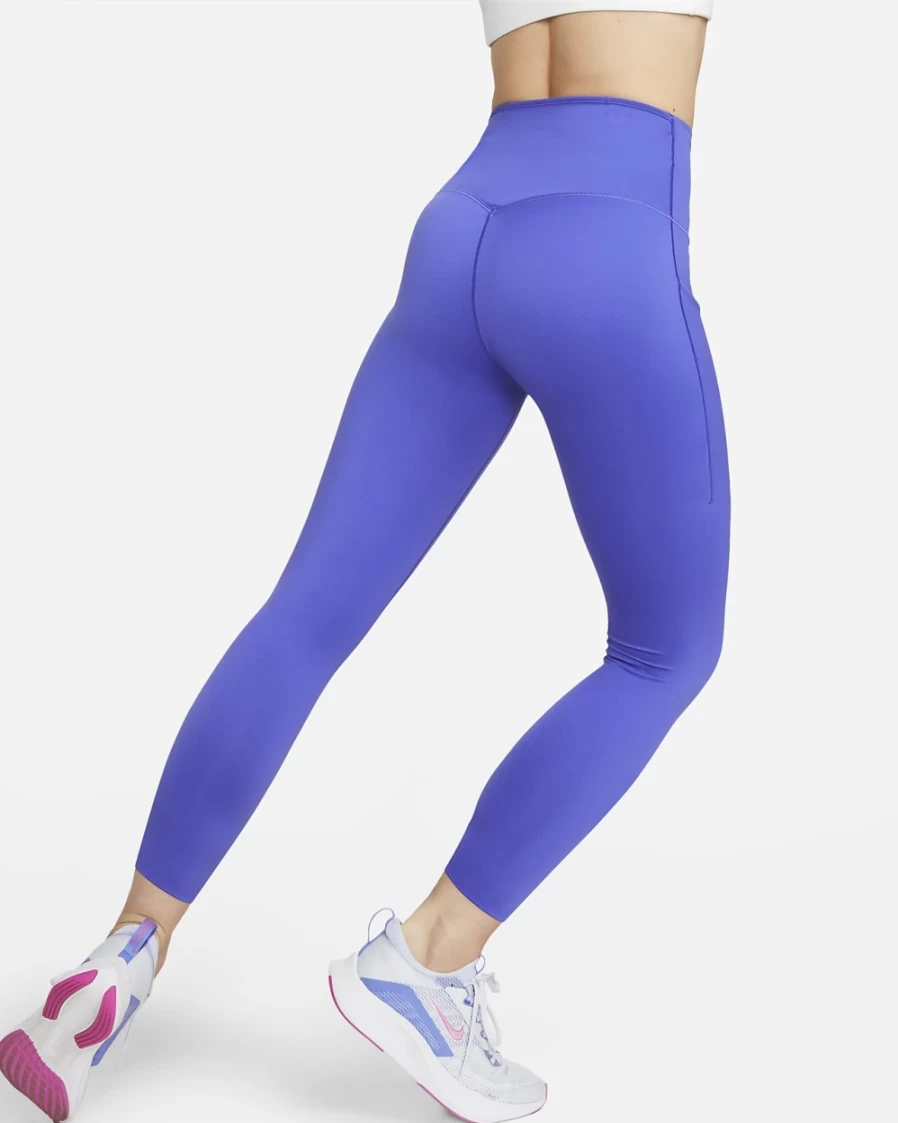 Nike Go Women's High-Waisted 7/8 Leggings with Pockets - Firm Support, Lapis/Black Color