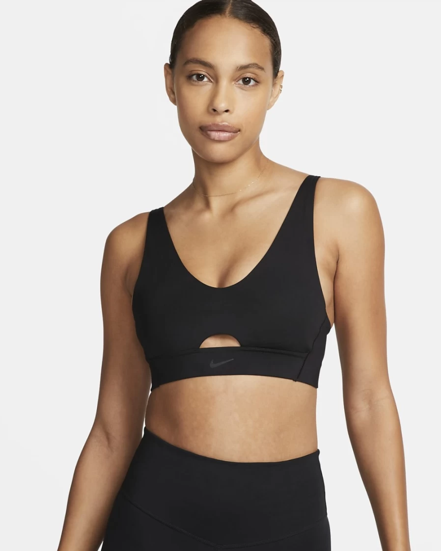 Nike Indy Plunge Cutout Women's Medium-Support Padded Sports Bra - Black/Dark Smoke Grey