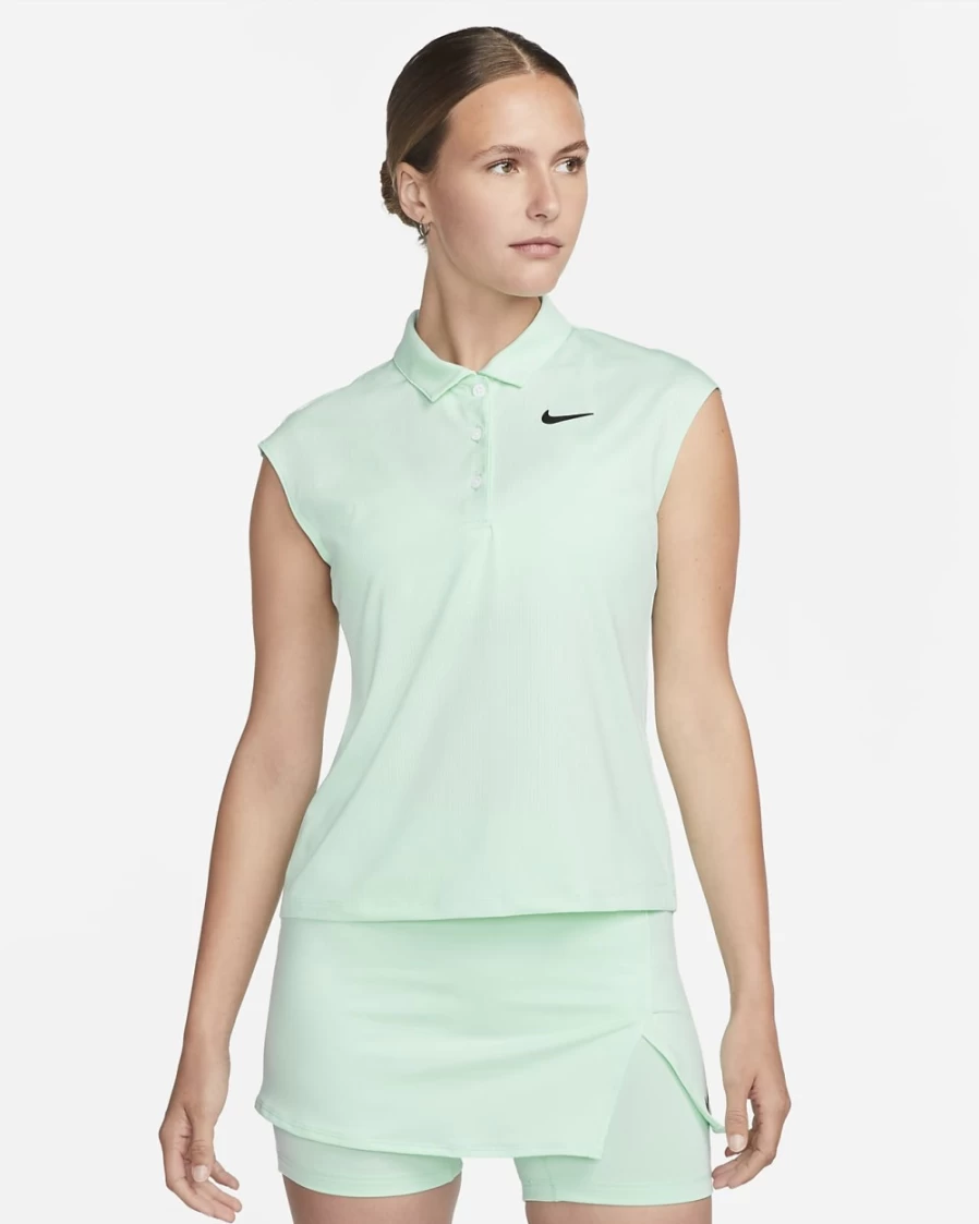 Nike Women's Mint Foam/Black Tennis Polo - NikeCourt Victory Sport Top