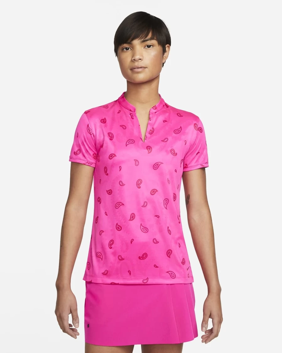 Nike Dri-FIT Victory Women's Golf Polo - Pink Prime/Mystic Hibiscus Printed Performance Shirt