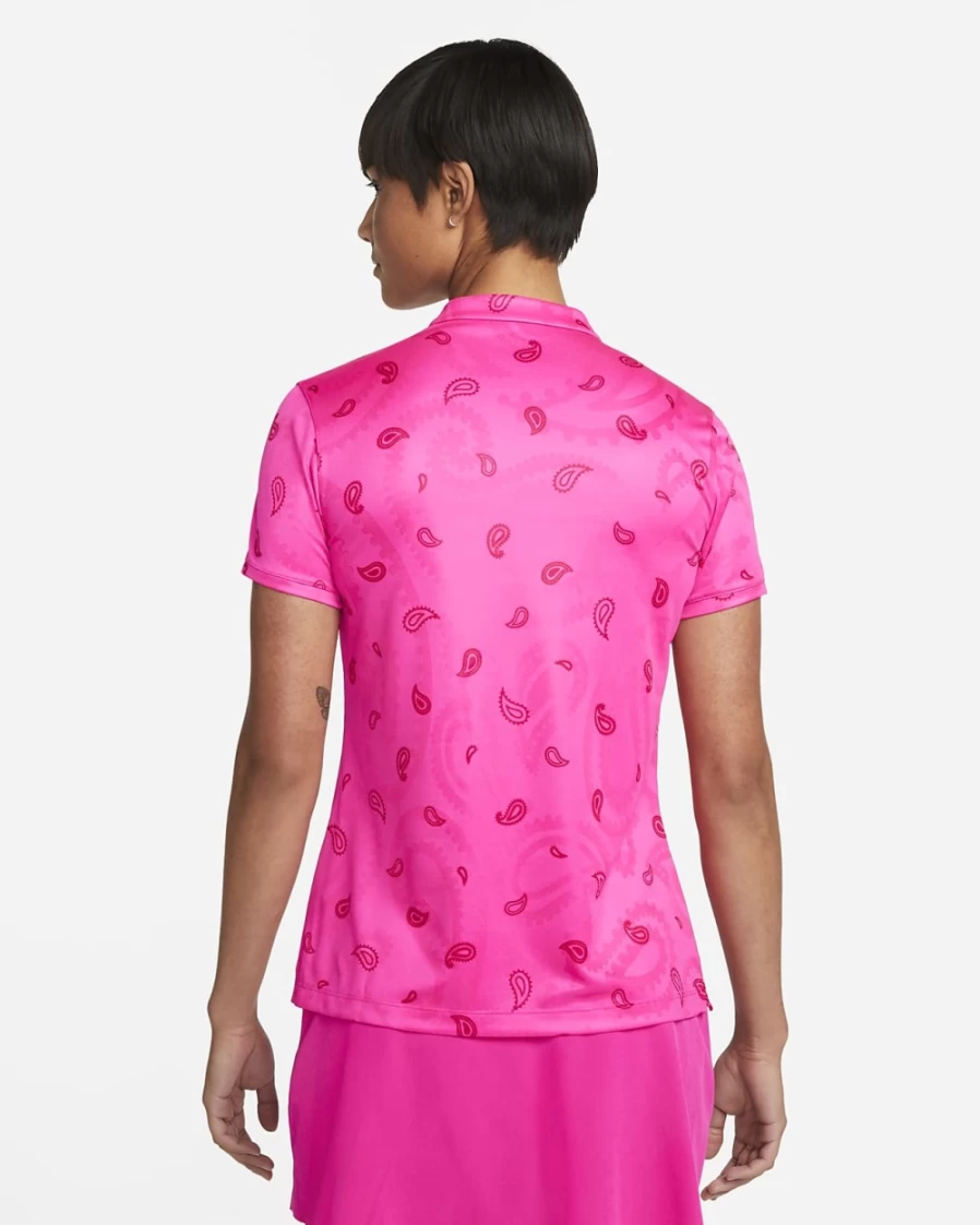Nike Dri-FIT Victory Women's Golf Polo - Pink Prime/Mystic Hibiscus Printed Performance Shirt