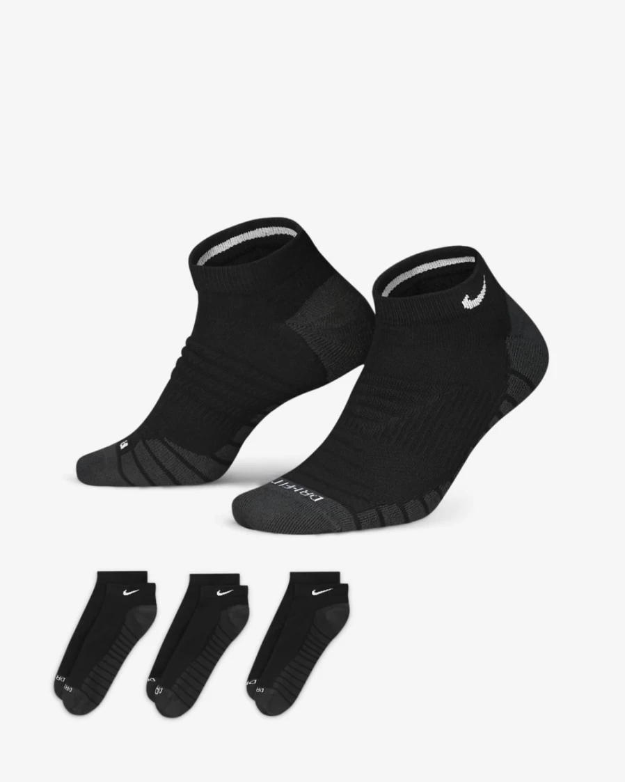 Nike Everyday Max Cushioned No-Show Socks 3-Pack for Men & Women - Black/Anthracite/White