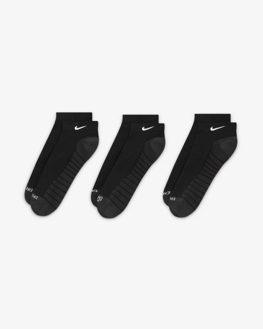 Nike Everyday Max Cushioned No-Show Socks 3-Pack for Men & Women - Black/Anthracite/White