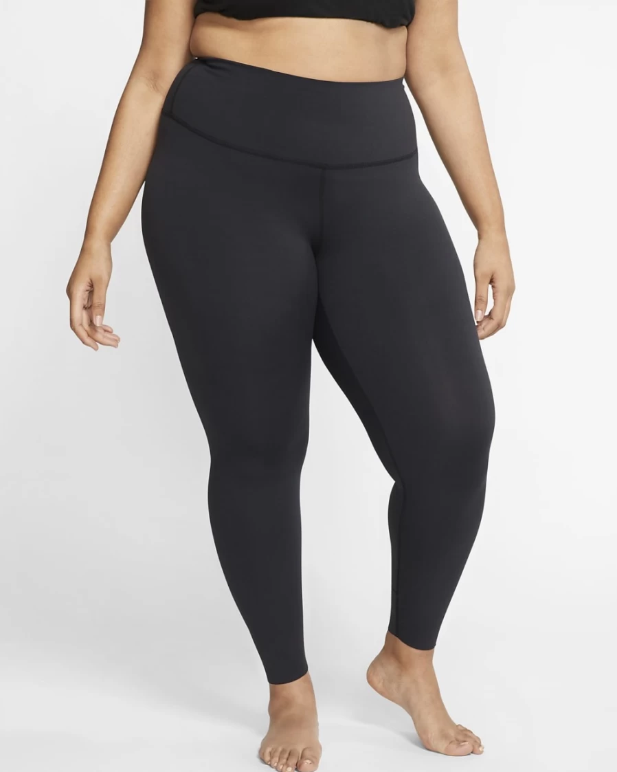 Nike Women's High-Waisted 7/8 Yoga Leggings in Black/Dark Smoke Grey - Plus Size Infinalon Luxe Tights