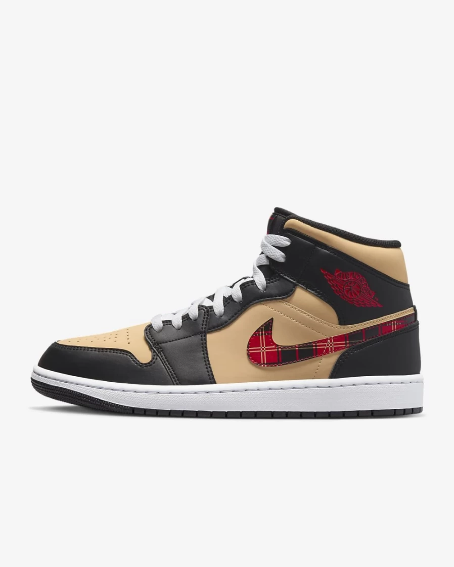 Nike Air Jordan 1 Mid SE Men's & Women's Shoes - Black/Sesame/Fire Red/Multi-Color Basketball Sneakers