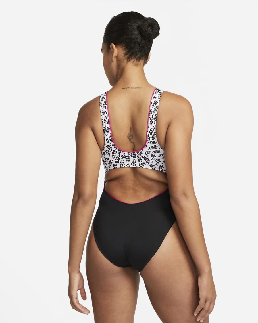 Nike Women's White Cutout One-Piece Swimsuit with Party Dots Design