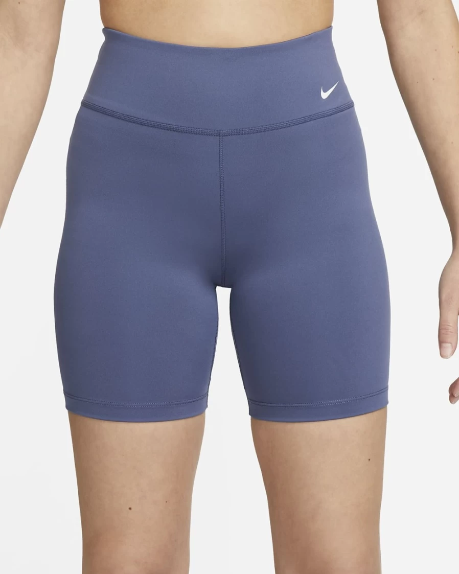 Nike Women's One Mid-Rise 7" Biker Shorts in Diffused Blue & White - High-Waisted Workout Shorts for Running & Training