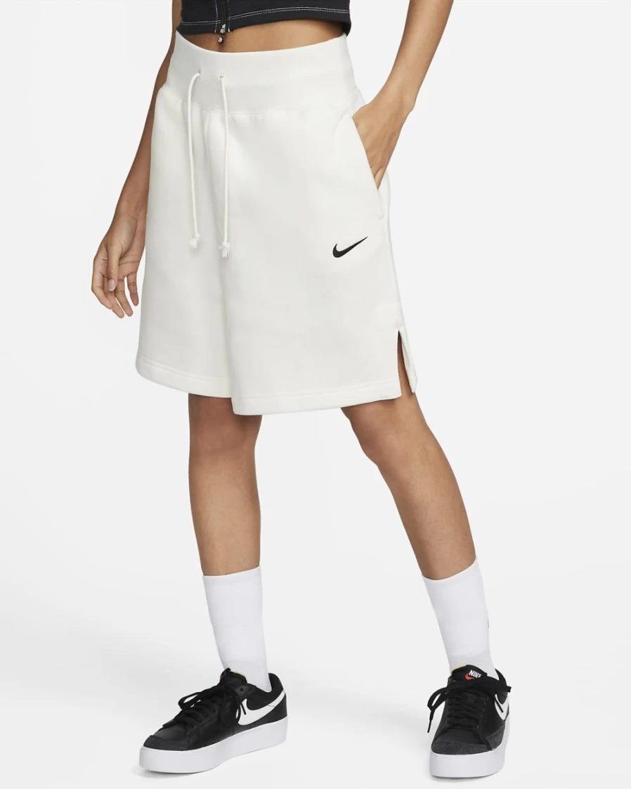 Nike Women's High-Waisted Phoenix Fleece Shorts - Loose-Fit Comfort in Sail/Black