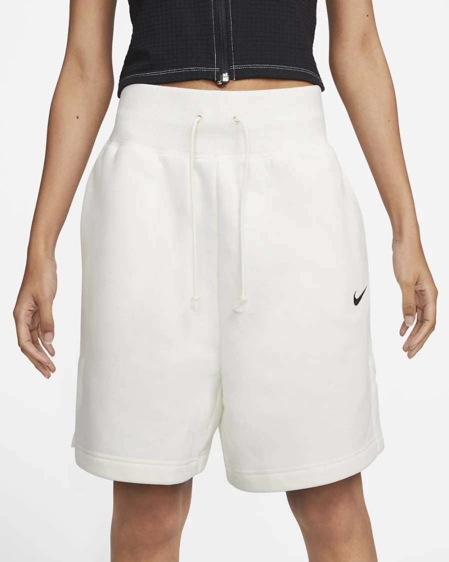 Nike Women's High-Waisted Phoenix Fleece Shorts - Loose-Fit Comfort in Sail/Black