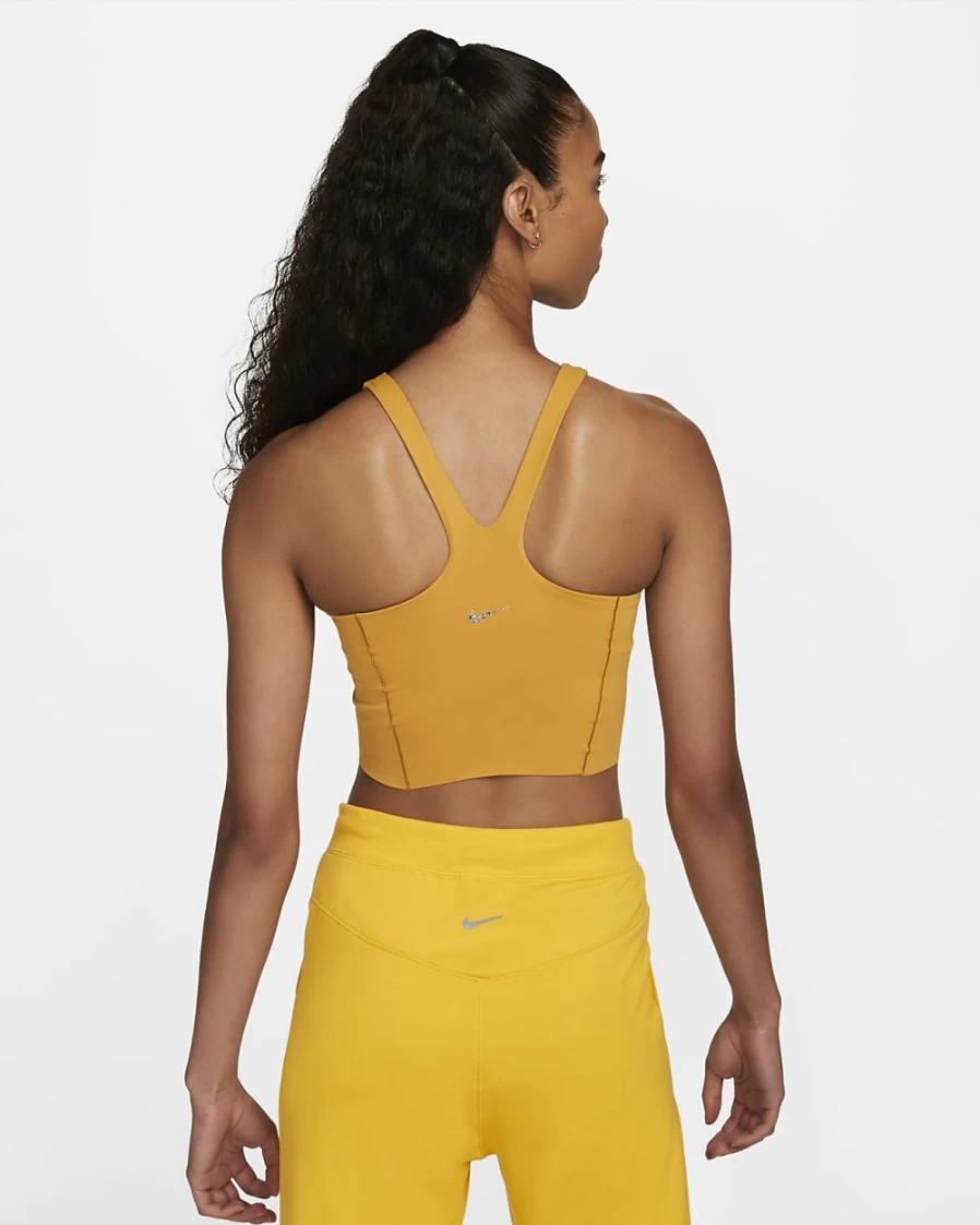 Nike Women's Gold Suede Yoga Dri-FIT Luxe Shelf-Bra Cropped Tank Top