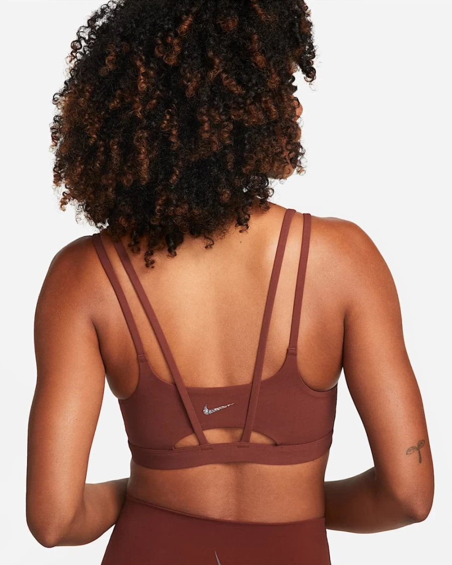 Nike Women's Alate Trace Light-Support Sports Bra - Dark Pony/Sail, Padded & Strappy Design for Comfort