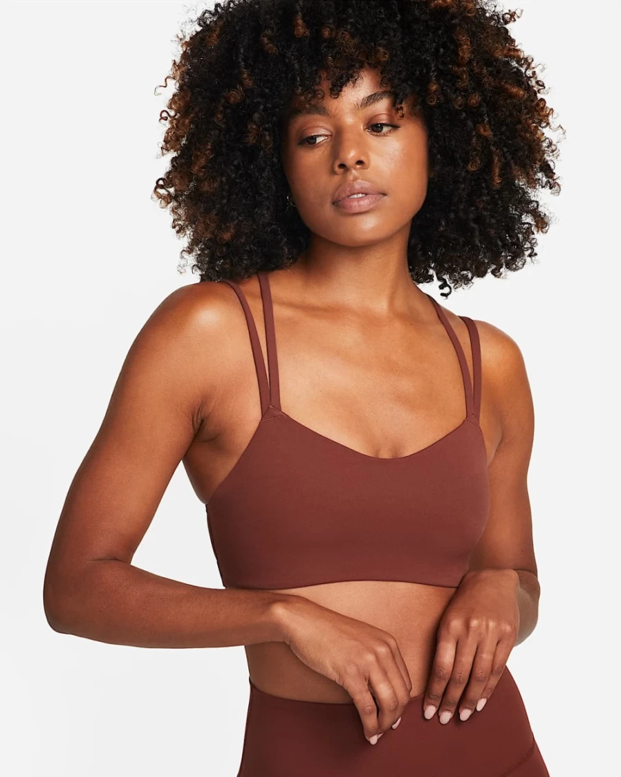 Nike Women's Alate Trace Light-Support Sports Bra - Dark Pony/Sail, Padded & Strappy Design for Comfort