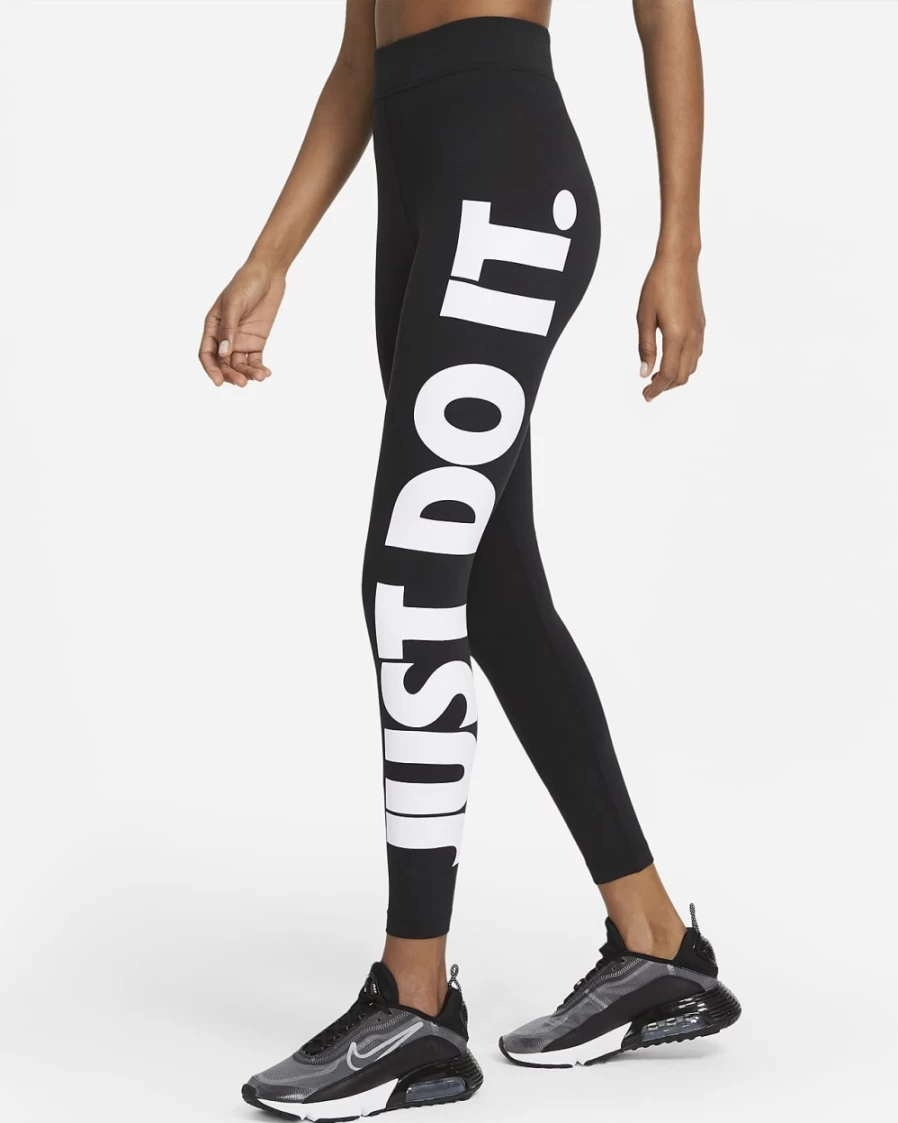 Nike Women's High-Waisted Graphic Leggings - Black/White - Sportswear Essential