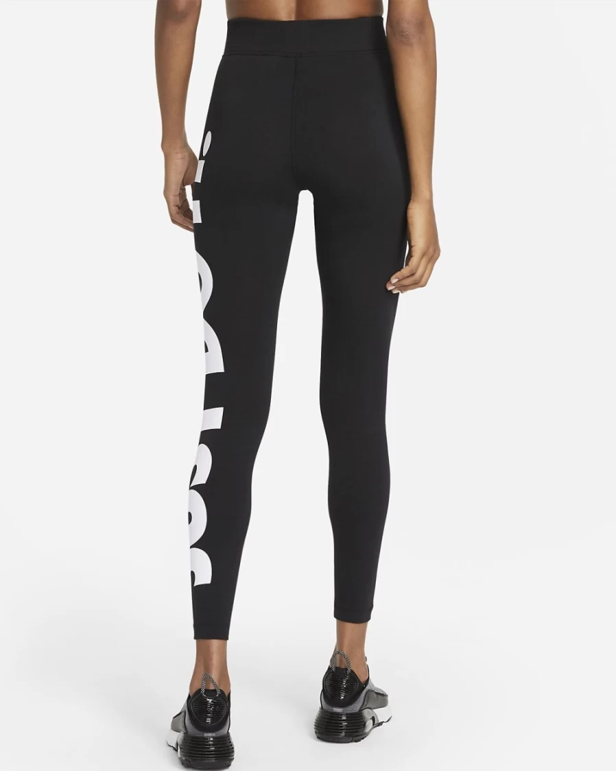 Nike Women's High-Waisted Graphic Leggings - Black/White - Sportswear Essential