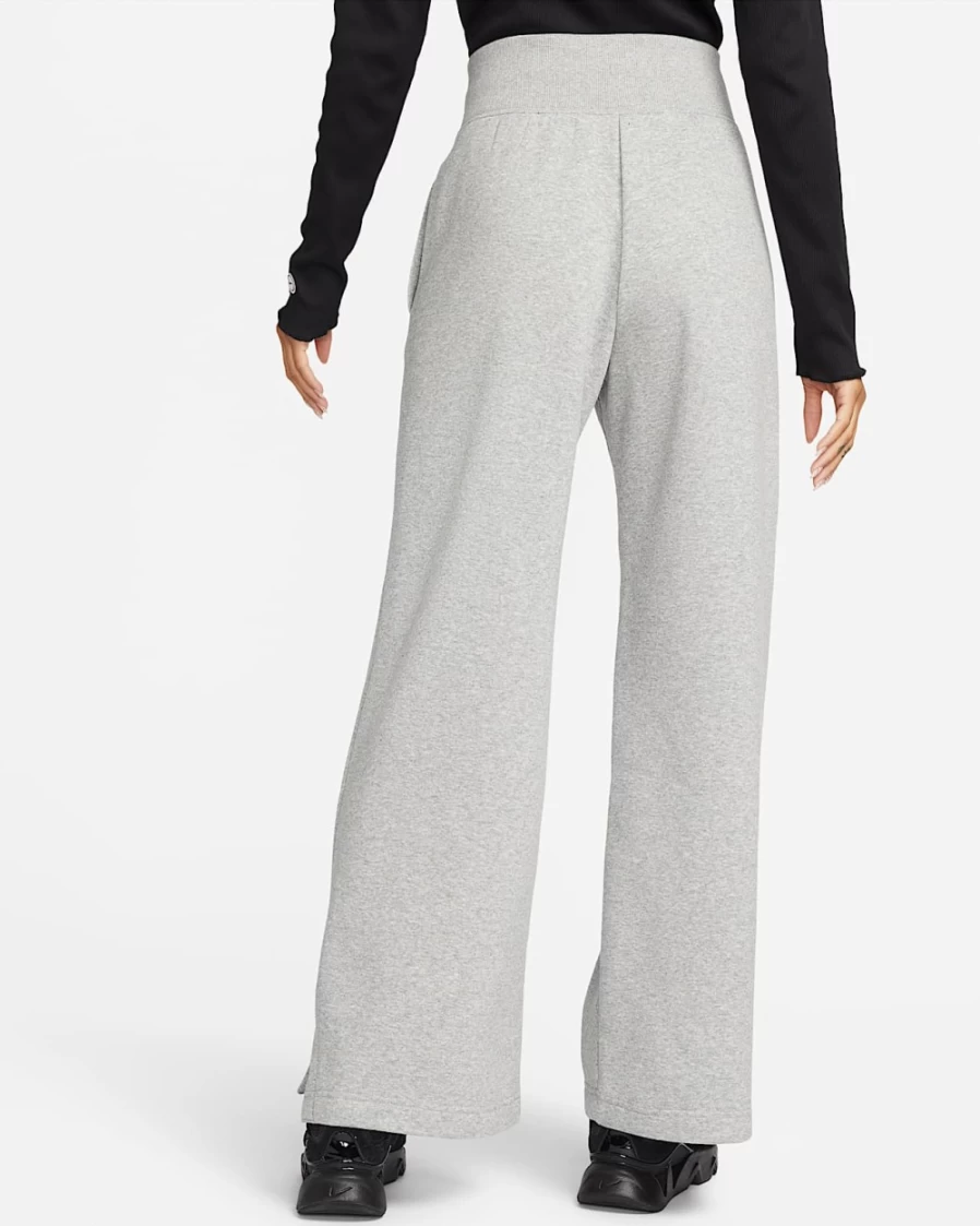 Nike Women's Dark Grey Heather High-Waisted Wide-Leg Fleece Sweatpants - Sportswear Phoenix Collection