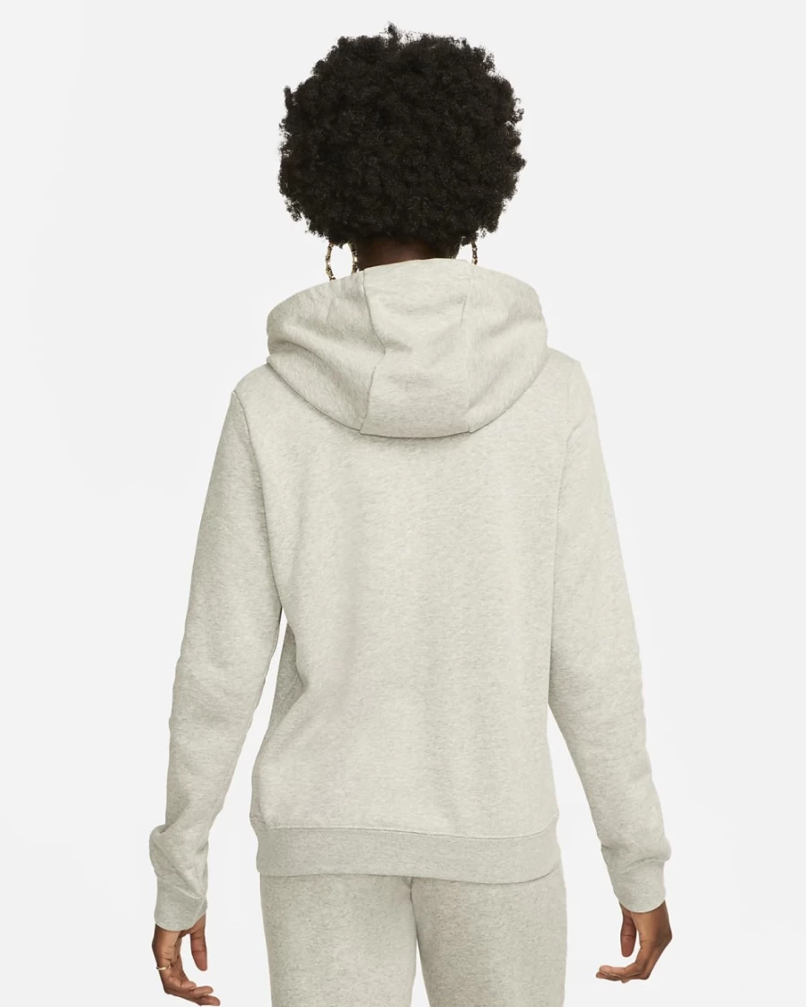 Nike Women's Dark Grey Heather/White Club Fleece Pullover Hoodie - Sportswear Comfort & Style